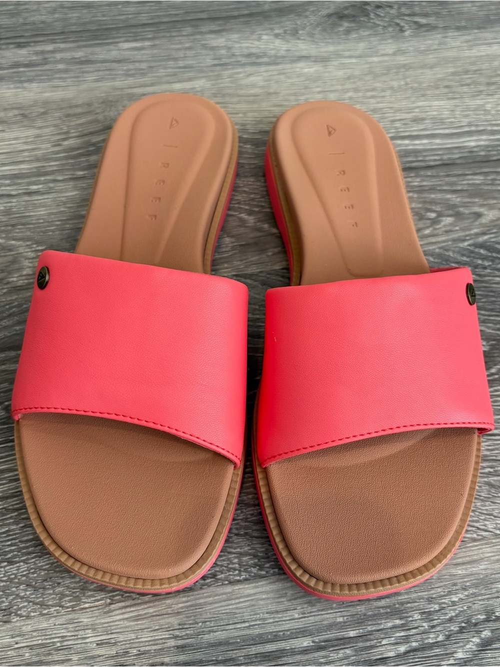 Reef Women's Pink Slide Sandals with Tan Footbed
